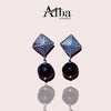 Black Oxidized With Silver Plated Ball Style Black Drop Brass Earrings,