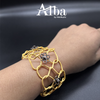 18K Yellow Gold Plated Brass Cubic Zirconia Link Chain Fashion Bracelet