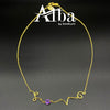 Silver Pendant And Chain In Gold With Initials And Amethyst