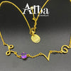 Silver Pendant And Chain In Gold With Initials And Amethyst