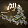 Brass Aventurine and Flourite Statement Necklace Handmade Stone Jewelry