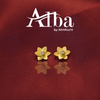 18K Gold Plated With White Zircon Flower Design Brass Earrings Jewellery