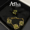 Brass Ring In Gold With Peridot Cut Stones & Peridot Cut Square 18K Gold Plated Brass Bracelet